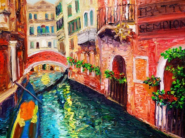 Oil Painting - beautiful Venice, Italy